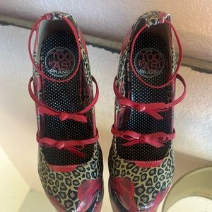 Too fast leopard print and roses heels
